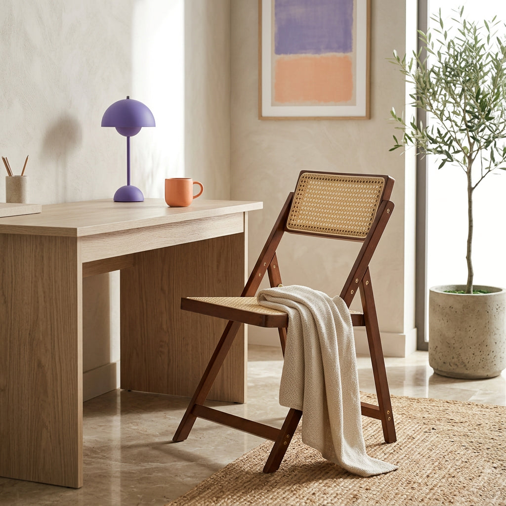 Silla Plegable Minimalista con Respaldo. Ideal para Comedor, Sala o Escritorio